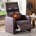 Power Recliner Chair with Heat & Massage, Adjustable Electric PU Leather Single Sofa, Ergonomic Tall-Back Padded Seat, Home Theater Seating Recliner for Living Room