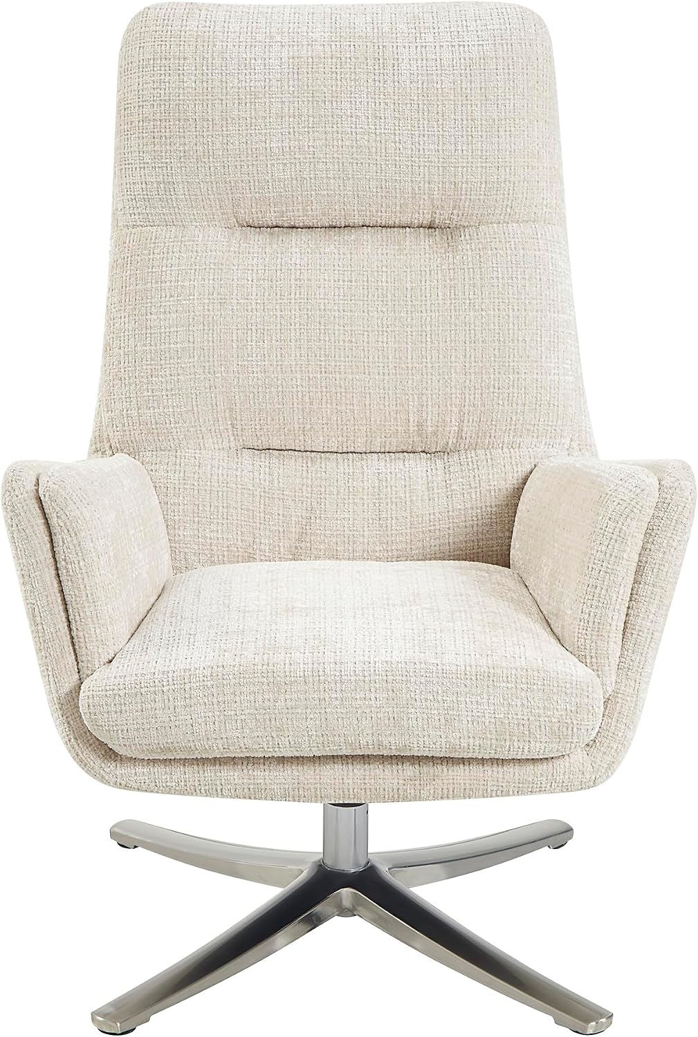 Lexicon 360 Degree Swivel Accent Chair with Ottoman, Chenille Upholstered Swivel Lounge Chair with Armrest, Criss-Cross Legs and Footstool for Living Room/Office/Bedroom, Beige