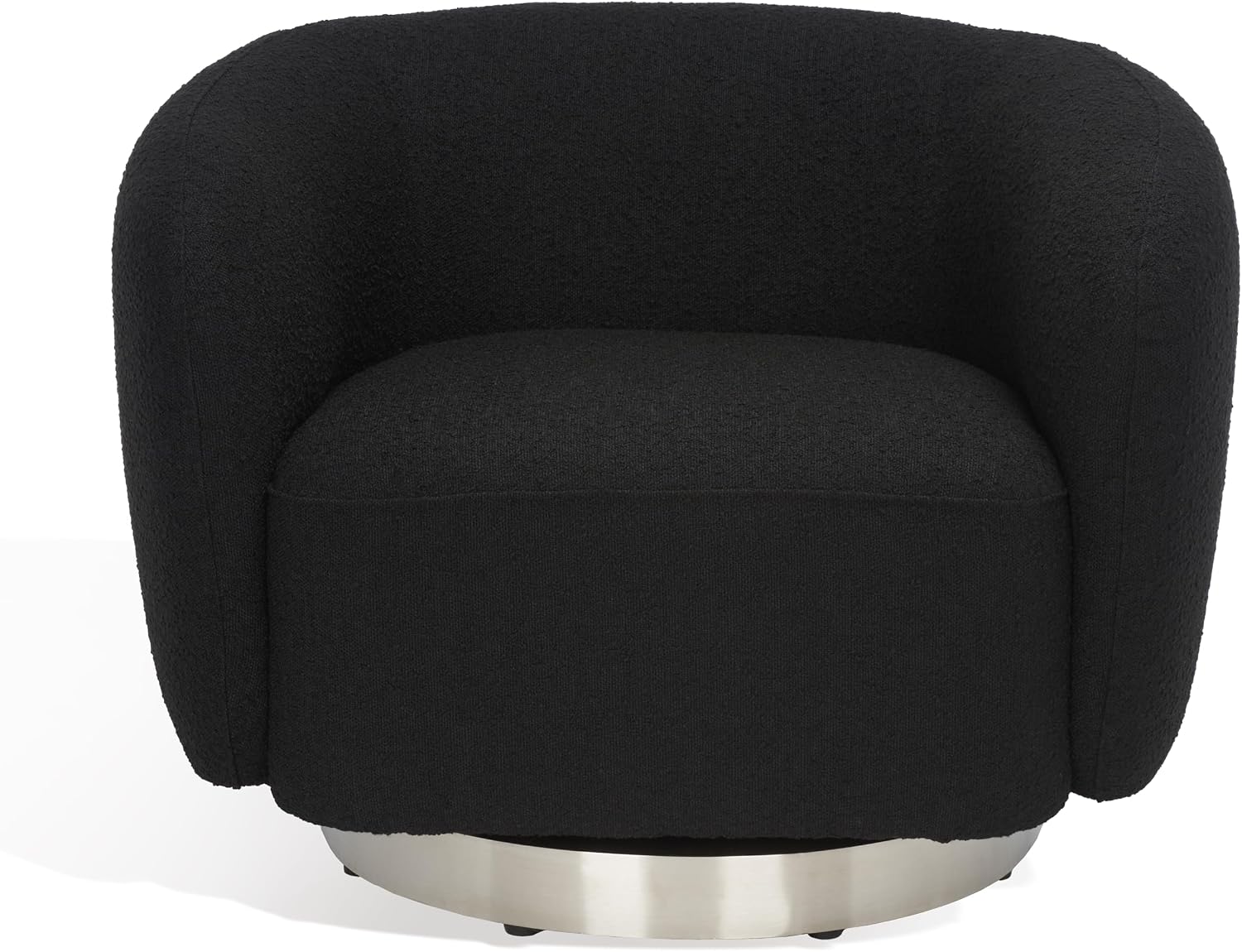 SAFAVIEH Couture Collection Bernard Modern Black Boucle/Chrome Swivel Accent Chair (Fully Assembled)