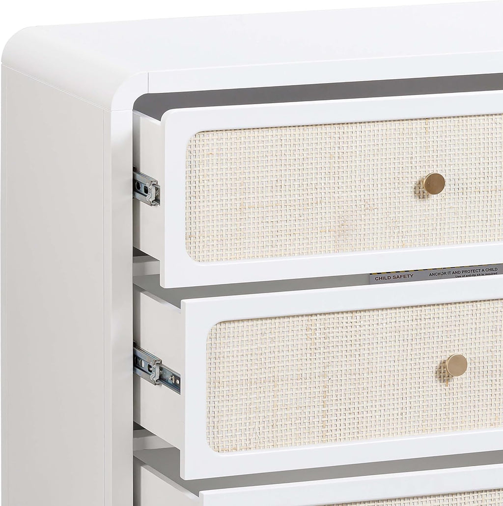 TOV Furniture Patty White Rattan 6 Drawer Dresser