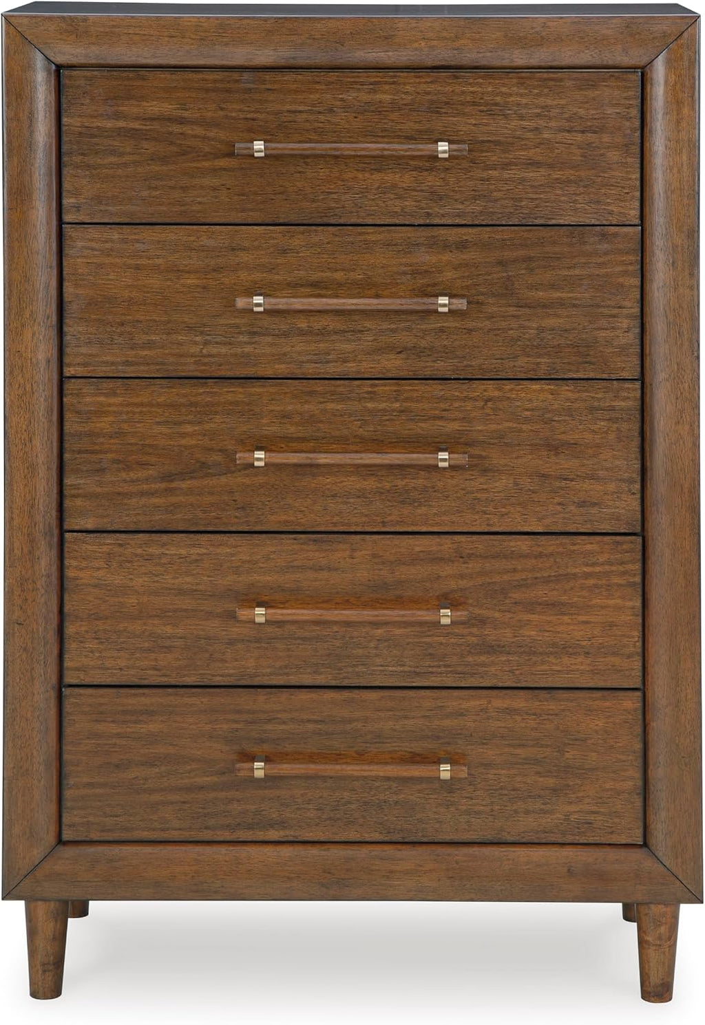 Signature Design by Ashley Lyncott Casual 5 Drawer Chest with Felt-Lined Top Drawer and Safety Stop for Bedroom, Dark Brown
