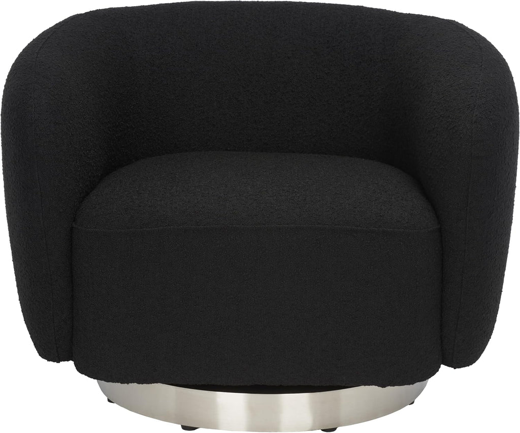 SAFAVIEH Couture Collection Bernard Modern Black Boucle/Chrome Swivel Accent Chair (Fully Assembled)