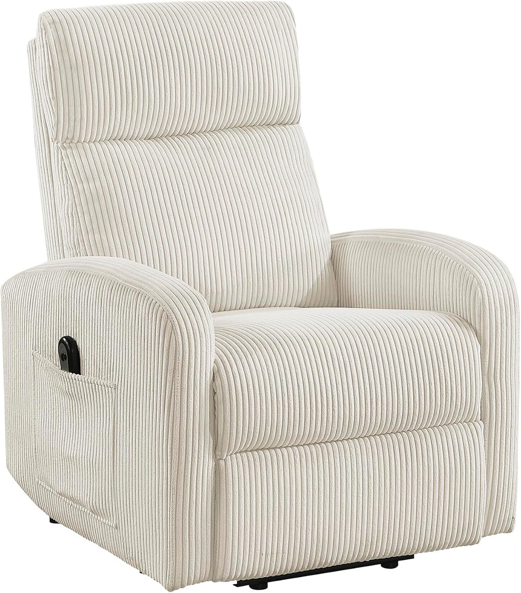 Lexicon Power Lift Recliner Chair for Elderly with Remote Control, Gentle Lift Motion, Side Pocket Armrest, Corduroy Upholstered Electric Recliner for Living Room/Bedroom, Easy Assembly, Beige