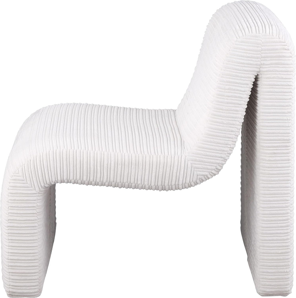 Coaster Home Furnishings - Drayton - Wood and Metal - Upholstered Armless Accent Chair with Sinuous Curves, Ribbed Detailing and Foam Padding - Living Room - Ivory - 907525