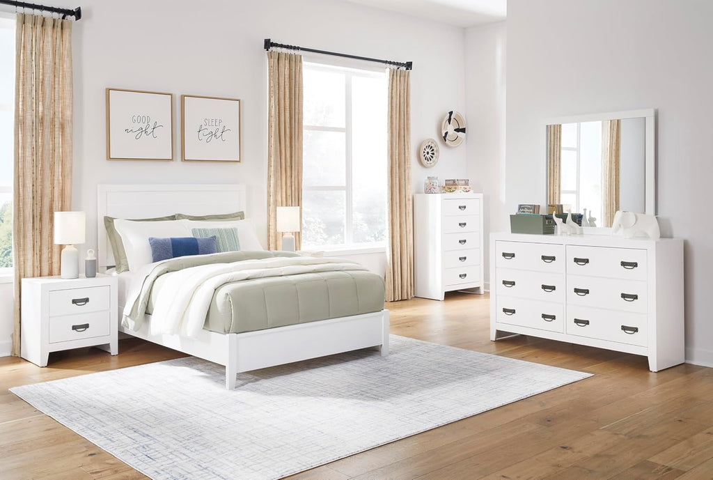 Signature Design by Ashley Binterglen Casual Coastal Six-Drawer Dresser with Dovetail Construction for Bedroom, White Finish, 57.13' W x 16.38' D x 35.5' H
