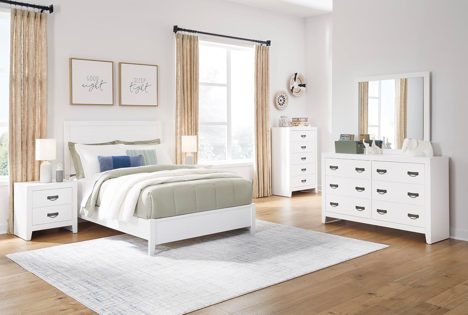Signature Design by Ashley Binterglen Casual Coastal Six-Drawer Dresser with Dovetail Construction for Bedroom, White Finish, 57.13' W x 16.38' D x 35.5' H