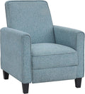 24/7 Shop at Home Mulvane Modern Recliner Chair with Push Back & Foot Rest, Single Couch with Fabric Upholstered & Plastic Legs, Sofa Reclinable Individual for Bedroom, Living Room, Home Office, Blue