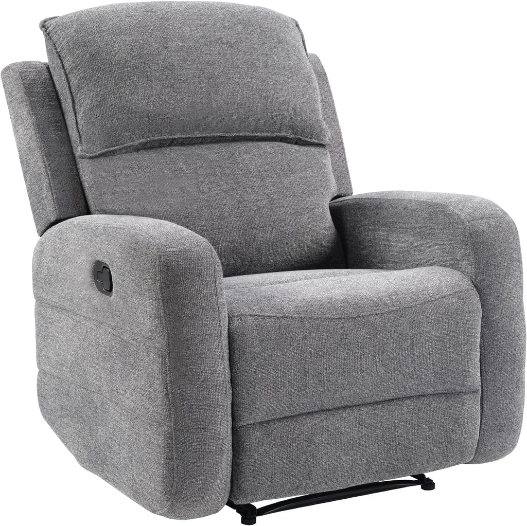 EBELLO Manual Living Room Furniture Reclining Couch Set, Soft Fabric Chair Recliner Sofa for Meeting Room, Overstuffed Backrest and Armrest, USB Charge Port (Recliner)