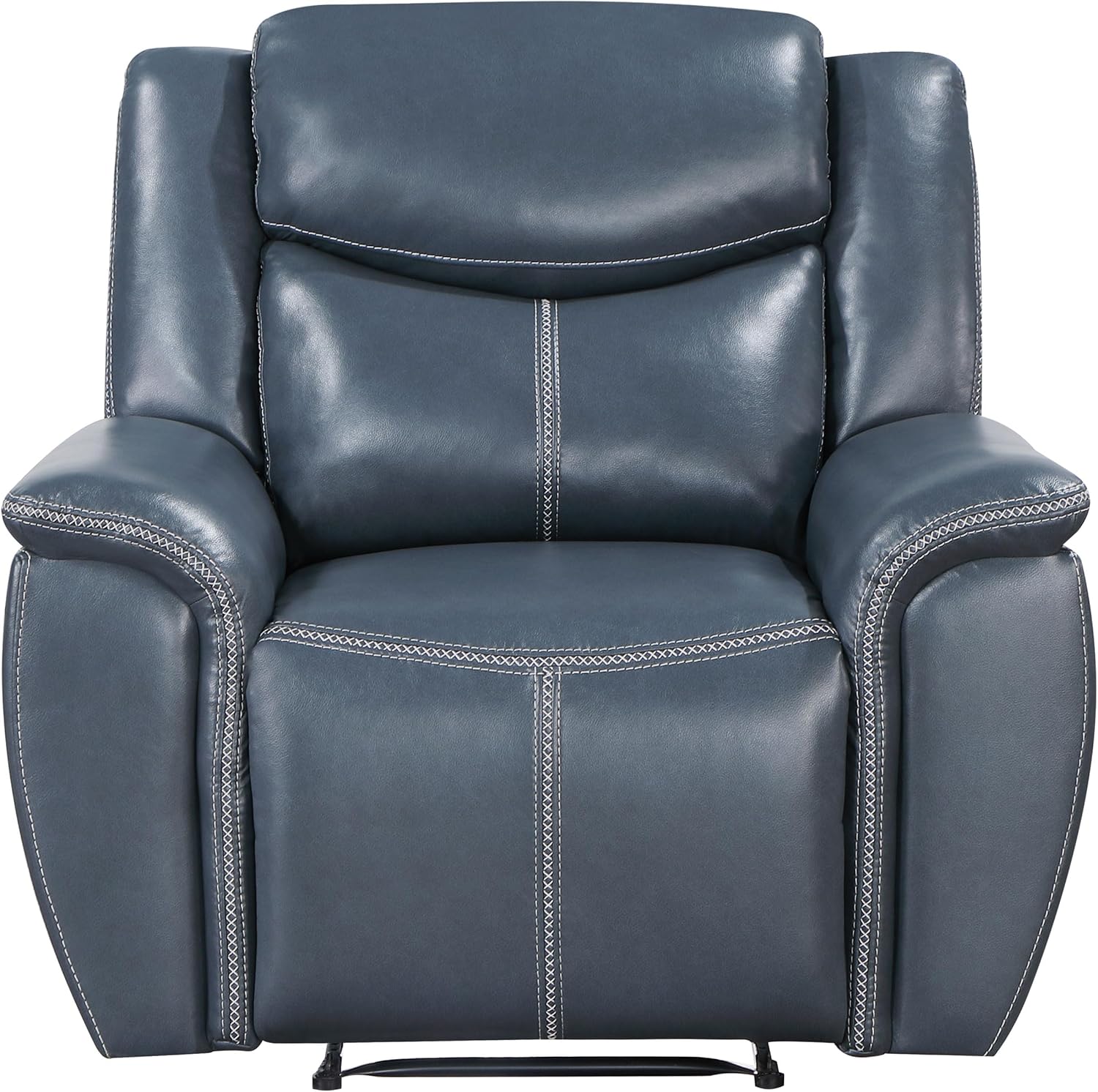 Coaster Home Furnishings - Sloane - Faux Leather Upholstered Recliner Chair with Manual Reclining, Padded Arms, and Pull Handle - Living Room - Blue - 610273
