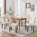 VECELO Upholstered Dining Chairs Set of 6, Modern Accent Parsons with Comfort Seat, Solid Wood Legs w/Rubber Footpads, for Living Room Kitchen, Beige