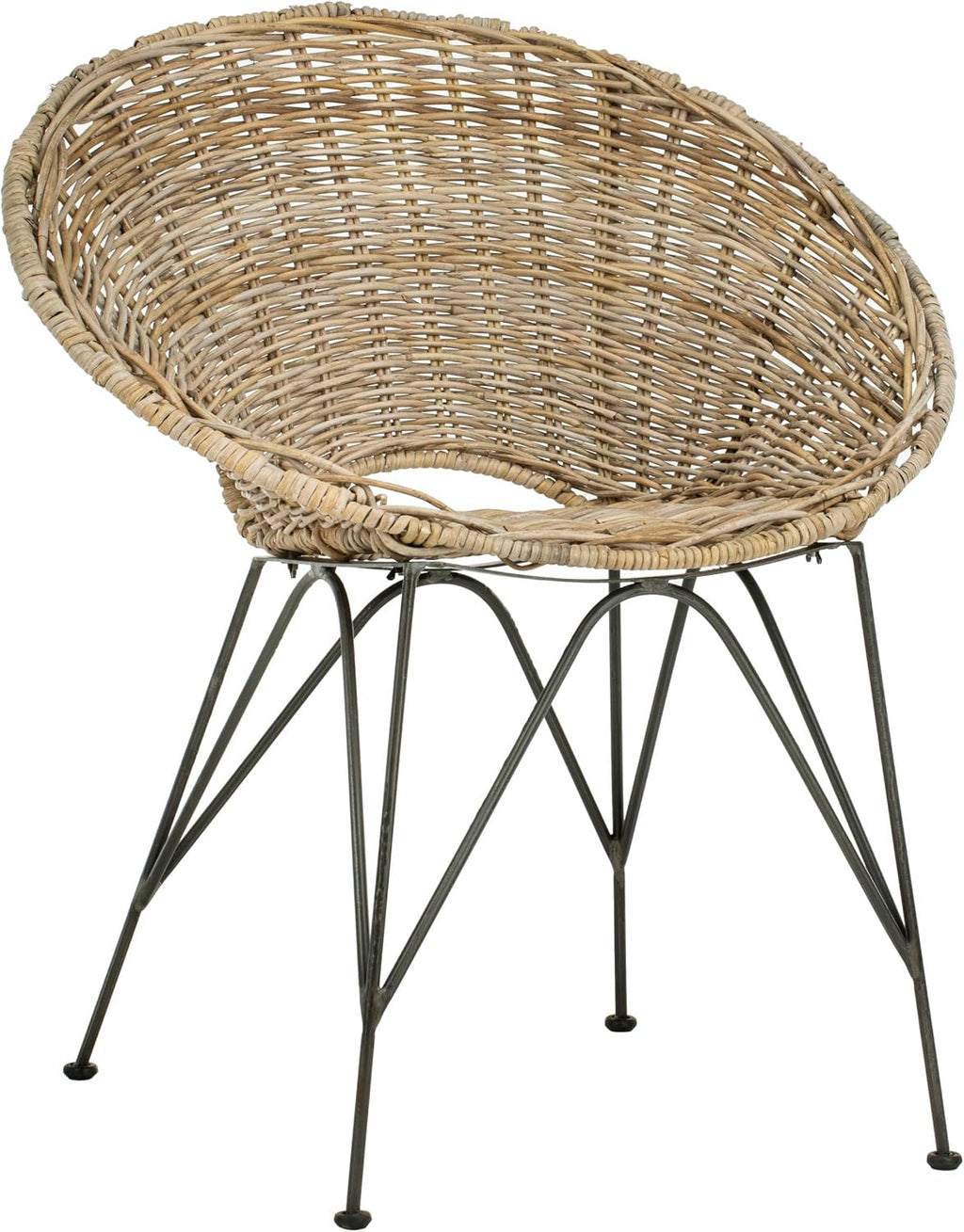 Safavieh Home Sierra Coastal Grey Wash Rattan and Dark Steel Round Accent Chair