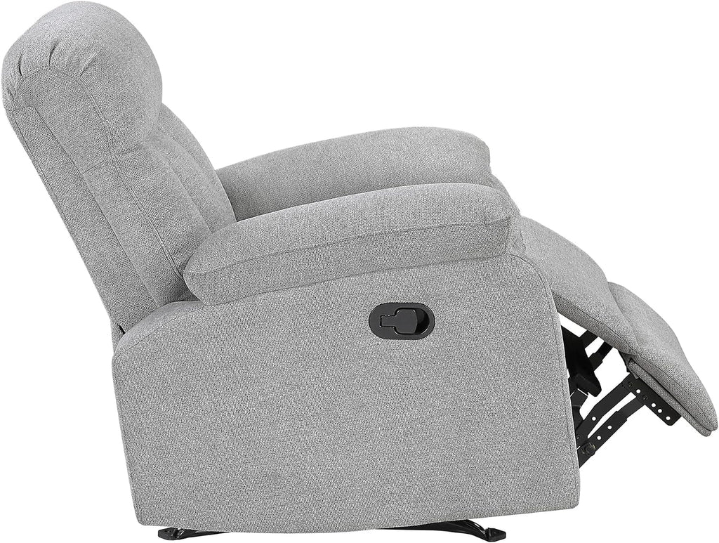 Lexicon Manual Rocker Recliner Chair for Living Room, Chenille Fabric Upholstered Rocking Reclining Chair, Home Theater Seating, Easy Assembly, Recliner, Gray