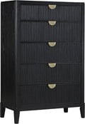 Coaster Home Furnishings - Brookmead - Wood - 5-Drawer Chest with Fluted Drawer Fronts, Half-Moon Handles, Felt Lining Top and Tapered Legs - Transitional - Bedroom - Black - 224715