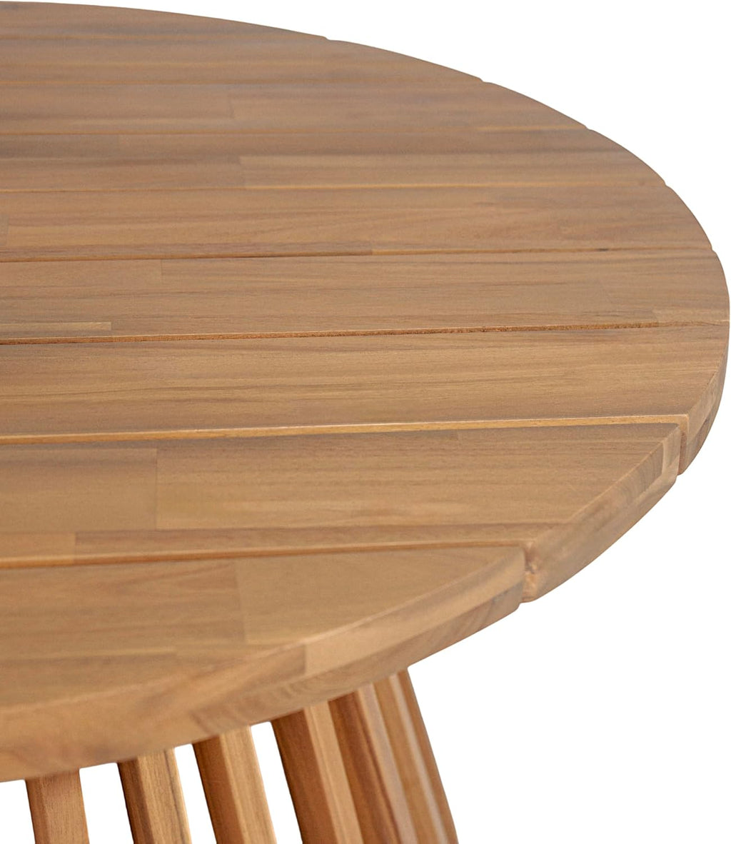 Christopher Knight Home Hakee Acacia Wood Patio Coffee Table, Round Coffee Table with Unique Wooden Base, Stylish Indoor/Outdoor Table, Easy Assembly, 31.5' x 31.5' x 16', Light Teak