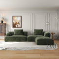 Christopher Knight Home Zacha 121' Modular L-Shape Sofa Couch with Chaise Lounge, Modern Boneless Sofa for Living Room, Fabric Upholstered Cloud Couch with Deep Seat, Olive Green