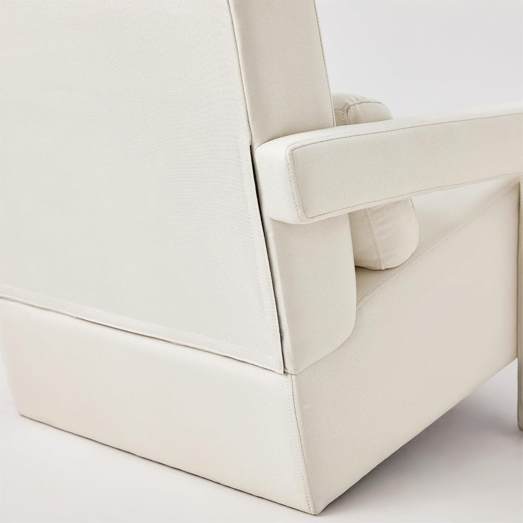 Christopher Knight Home Smyth Modern Armchair, Upholstered Accent Chair,Minimalist Lounge Chair, Cozy Seating Chair,Bedroom Chair,with Linen Fabric and a Pillow, Beige