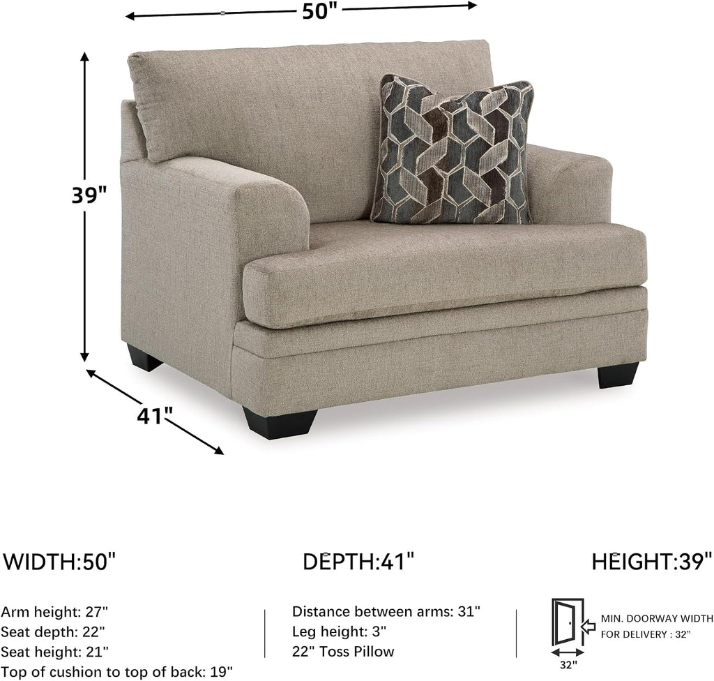 Signature Design by Ashley Stonemeade Transitional Oversized Chair with Reversible Seat Cushion and Accent Pillow, Taupe
