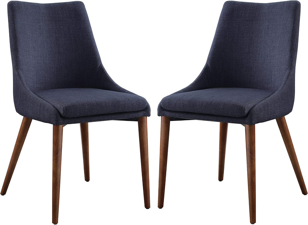 OSP Home Furnishings Palmer Mid-Century Modern Dining Accent Chair 2-Pack, Navy