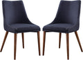 OSP Home Furnishings Palmer Mid-Century Modern Dining Accent Chair 2-Pack, Navy