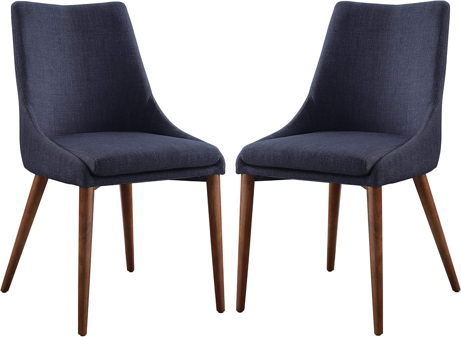 OSP Home Furnishings Palmer Mid-Century Modern Dining Accent Chair 2-Pack, Navy