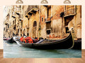 20x10ft Fabric Venice Narrow Canal Gondola Backdrop Old Buildings Background for Vintage Themed Party Decorations Balcony Wall Hanging Tapestry Photo Shoot Studio Props