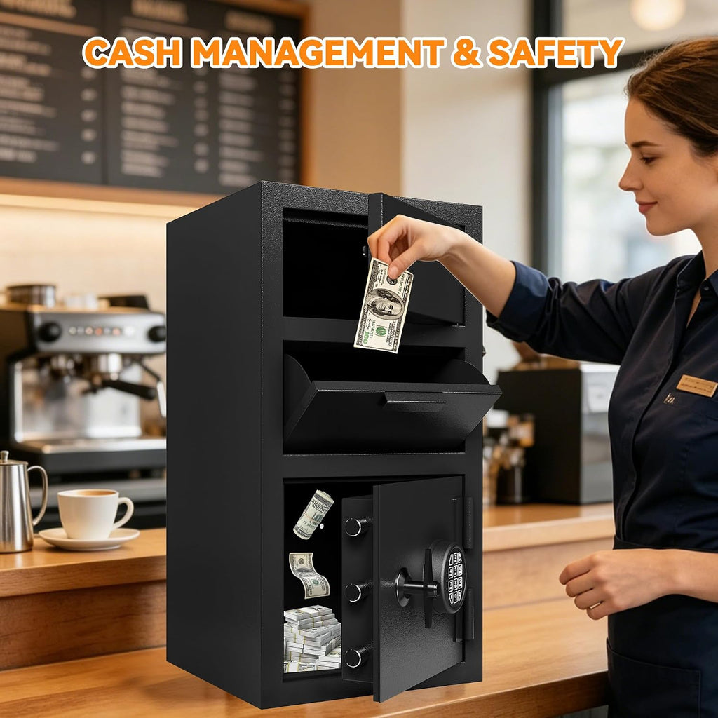 KAER 6.5 CuFt Drop Safe for Business, Cash Safe with Drop Slot, 68 lbs Heavy Duty Money Safe Box with Deposit Slot, Anti-Theft Safety Boxes for Home Floor Safe, Quick Access Digital Keypad Keys