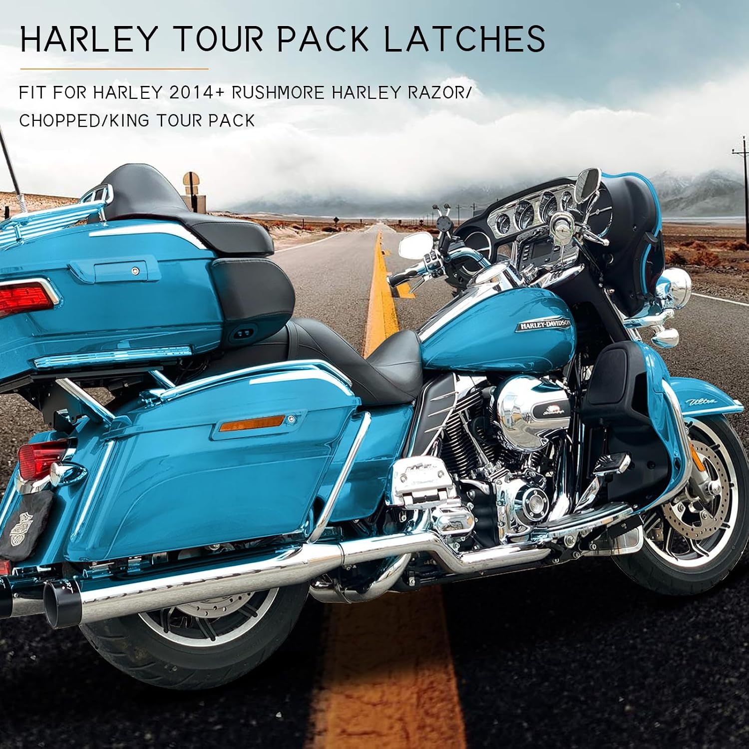 Tour Pack Latches Hinges Fit for Harley Touring Razor Chopped King Pak Road King Road Glide Street Glide Electra Glide 2014-2025 Tahitian Teal