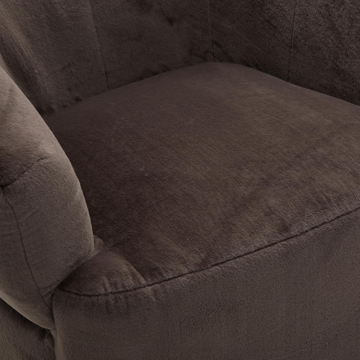 Christopher Knight Home Manie Plush Fabric 360° Swivel Accent Chair, Solid Wood Living Room Swivel Barrel Chair, Rotating Single Lounge Sofa, Comfy Reading Armchair, Dark Brown