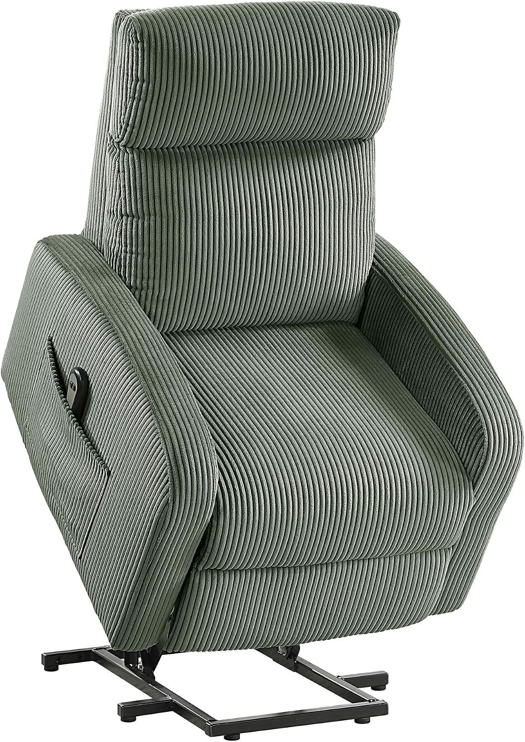 Lexicon Power Lift Recliner Chair for Elderly with Remote Control, Gentle Lift Motion, Side Pocket Armrest, Corduroy Upholstered Electric Recliner for Living Room/Bedroom, Easy Assembly, Green