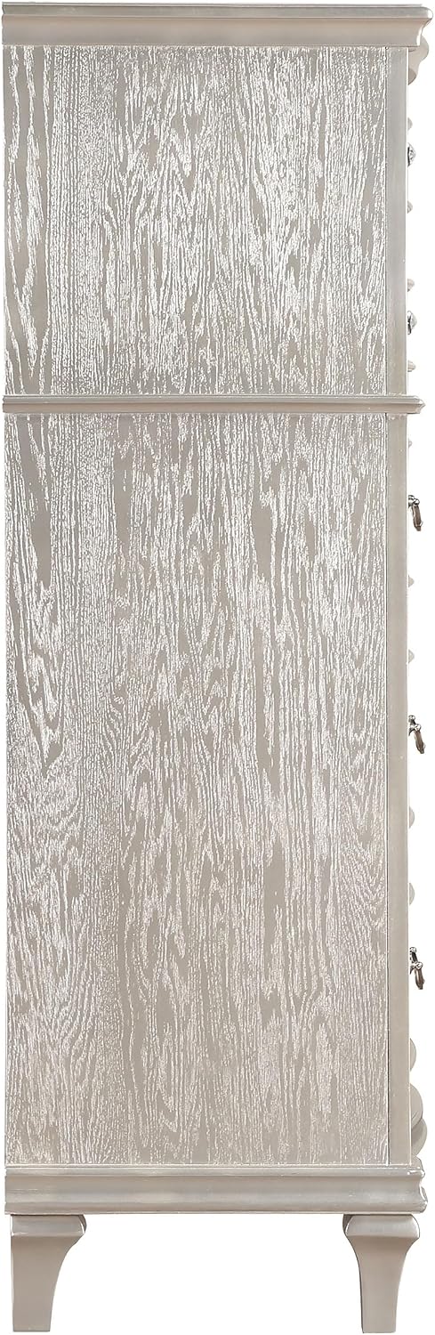 Coaster Home Furnishings - Evangeline - Wood - 6-Drawer Chest with Hexagonal-Shaped Knobs and Felt-Lined Drawer - Bedroom - Modern Classic - Silver Oak - 223395