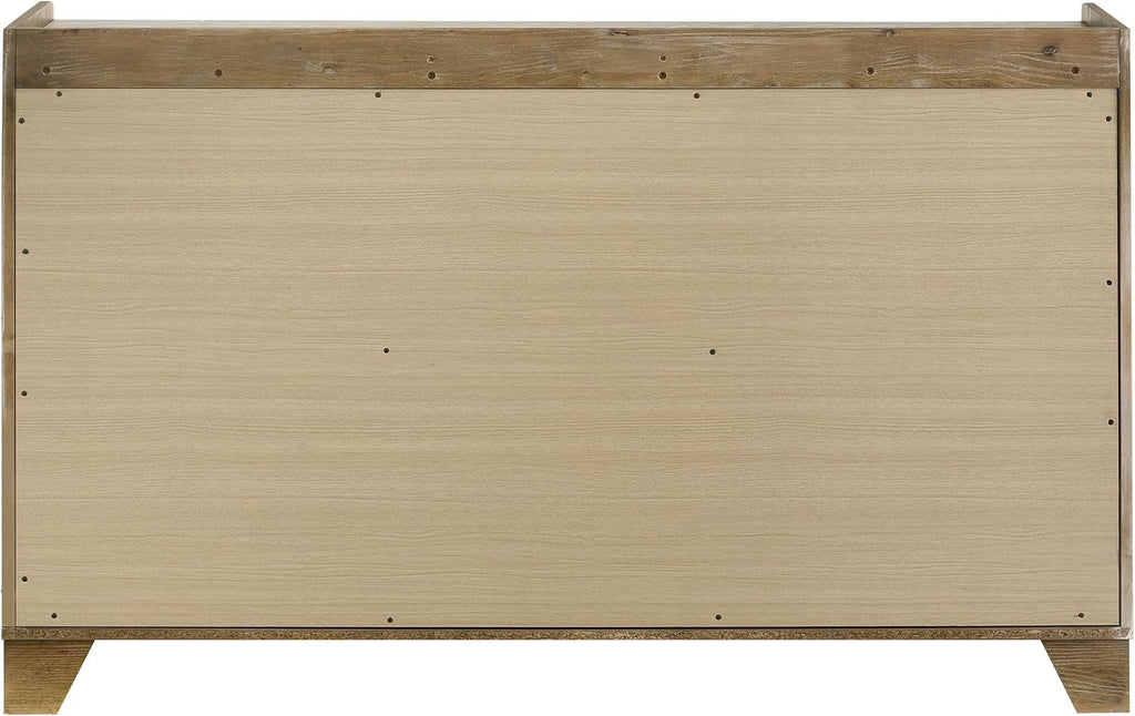 Coaster Home Furnishings - Henderson - Wood - 6-Drawer Dresser with Rustic Design, Faux Marble Top and Tip-Over Restraint - Bedroom - Medium Oak - 222973