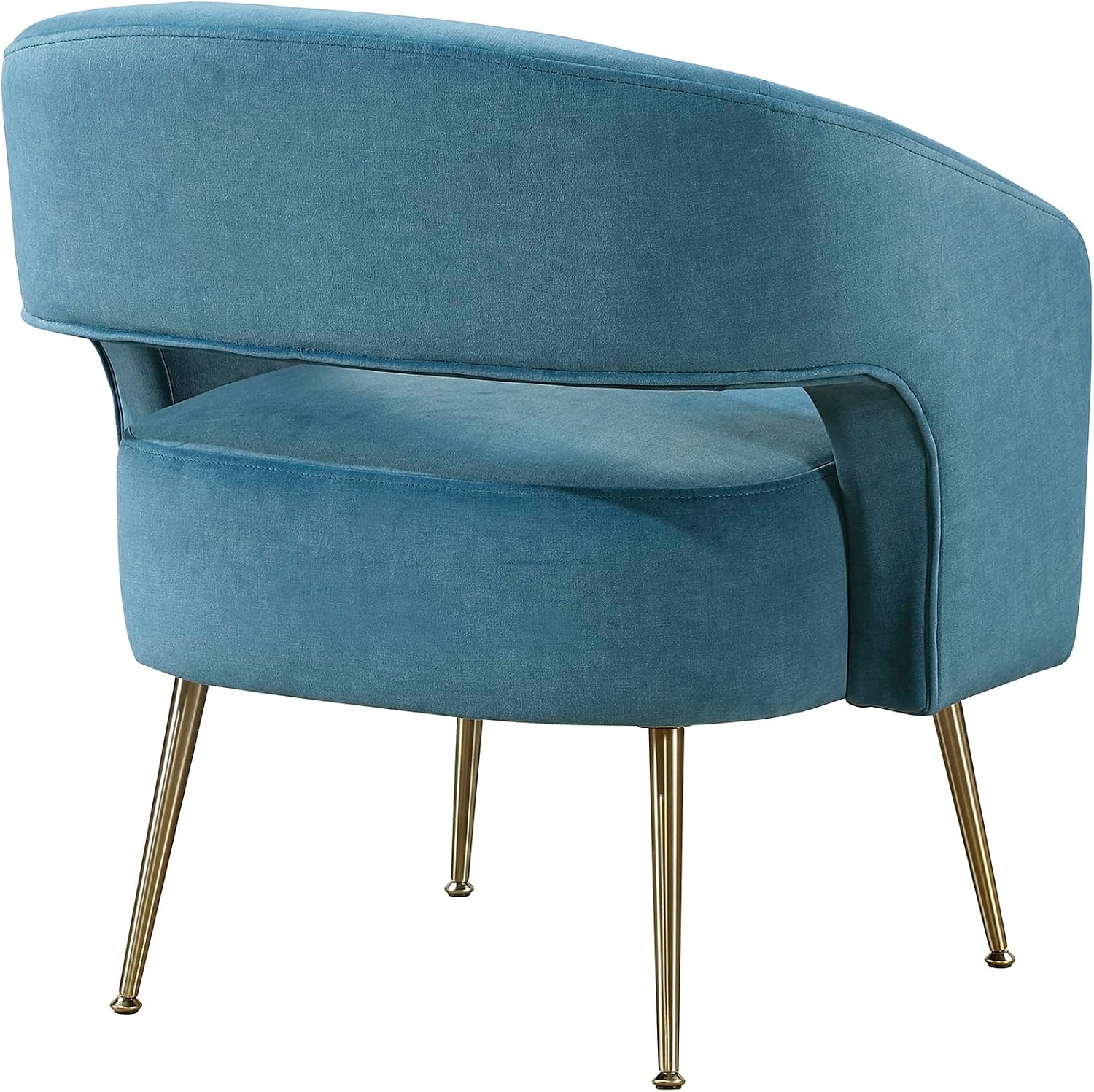 Lexicon Mid-Century Modern Velvet Accent Chair with Open Back, Gold Metal Legs, Upholstered Curved Barrel Armchair for Living Room/Bedroom/Office, Easy Assembly, Dark Teal