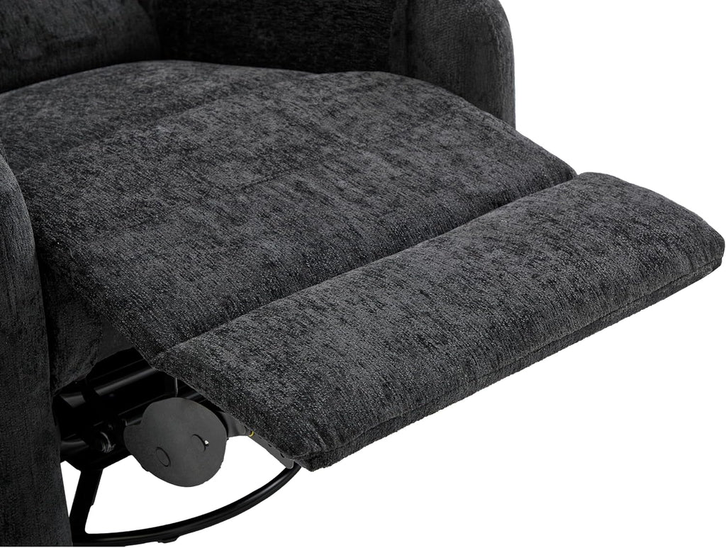Christopher Knight Home Harper Massage Recliner Chair with 8 Modes, Chenille Upholstered Recliner Sofa, Swivel Massage Chair with a Side Storage Pocket for Living Room/Bedroom, Head Support, Black