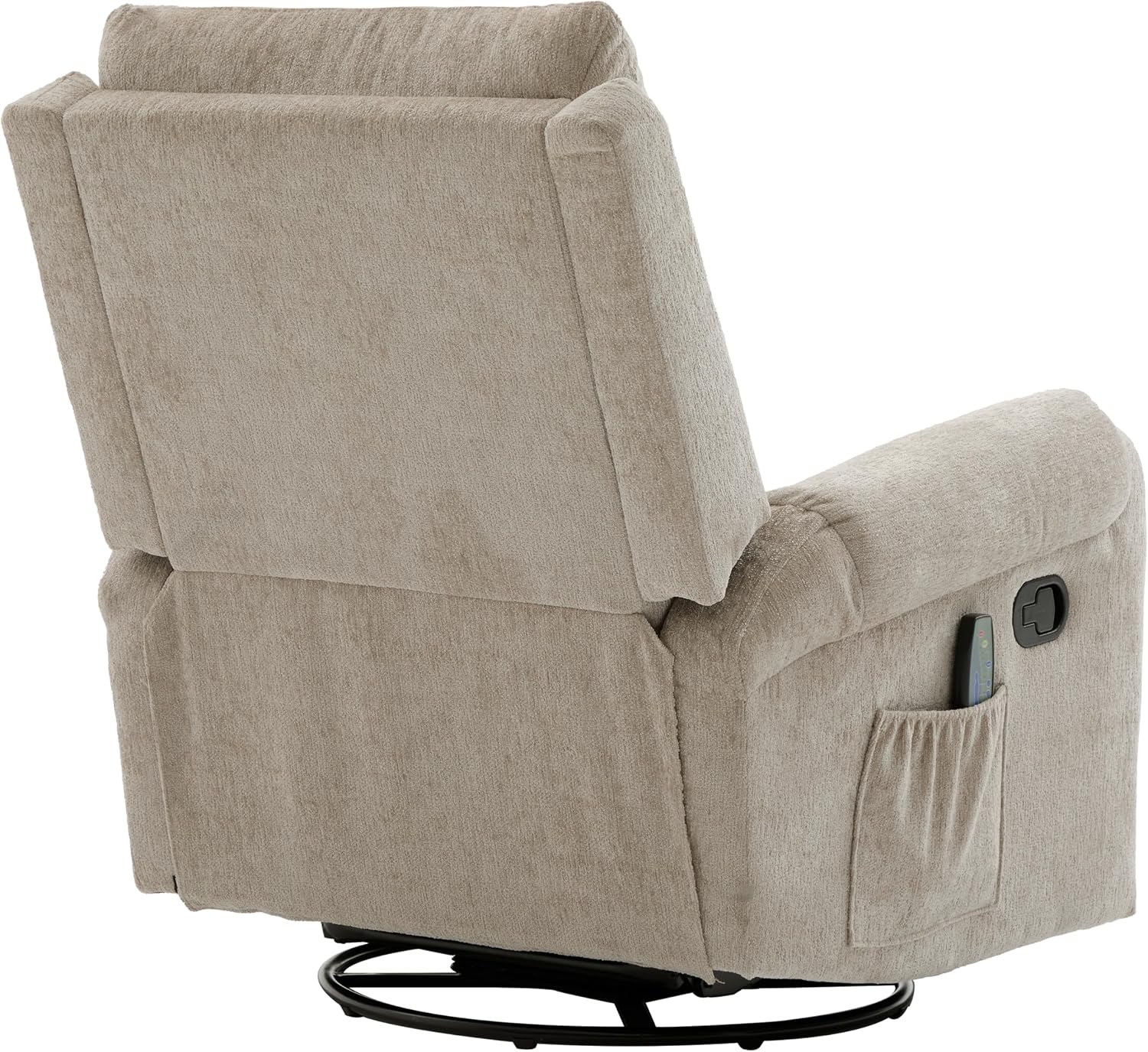 Christopher Knight Home Harper Massage Recliner Chair with 8 Modes, Chenille Upholstered Recliner Sofa, Swivel Massage Chair with a Side Storage Pocket for Living Room/Bedroom,Head Support,Light Brown