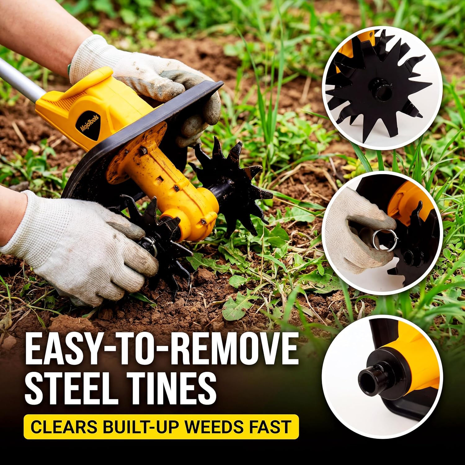 21V Cordless Tiller Cultivator, 360RPM Electric Garden Tiller with 2 x 3.0Ah Batteries, 9-Inch Width & 7-Inch Depth, Lightweight Rototiller for Raised Beds, Flower Beds & Soil Cultivation