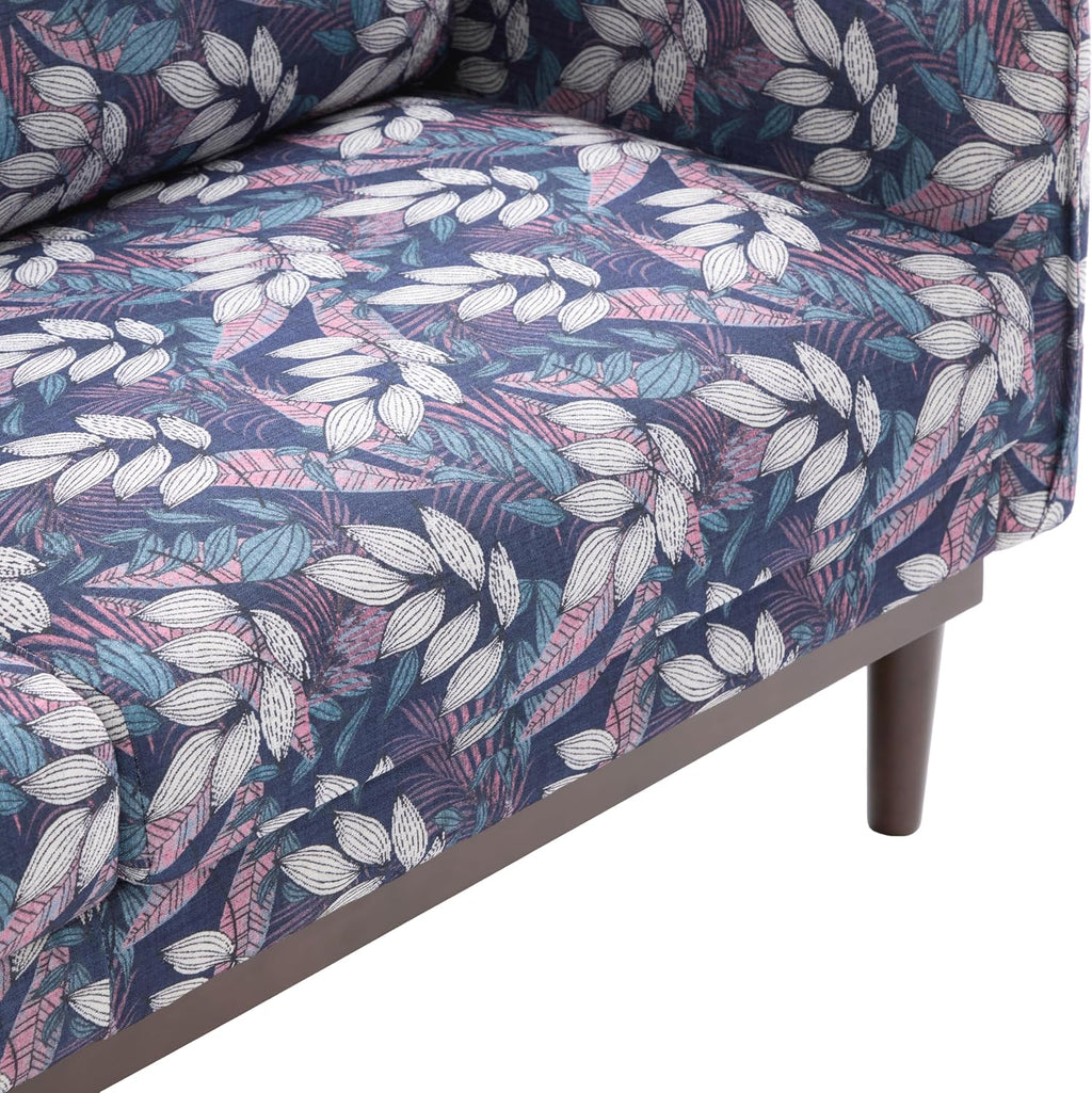 Christopher Knight Home Brena Modern Fabric Upholstered Loveseat Sofa, Wooden 2 Seater Sofa Couch with Deep Seat, Comfy Cloud Couch for Living Room, Bedroom, Home Office, Blue+White