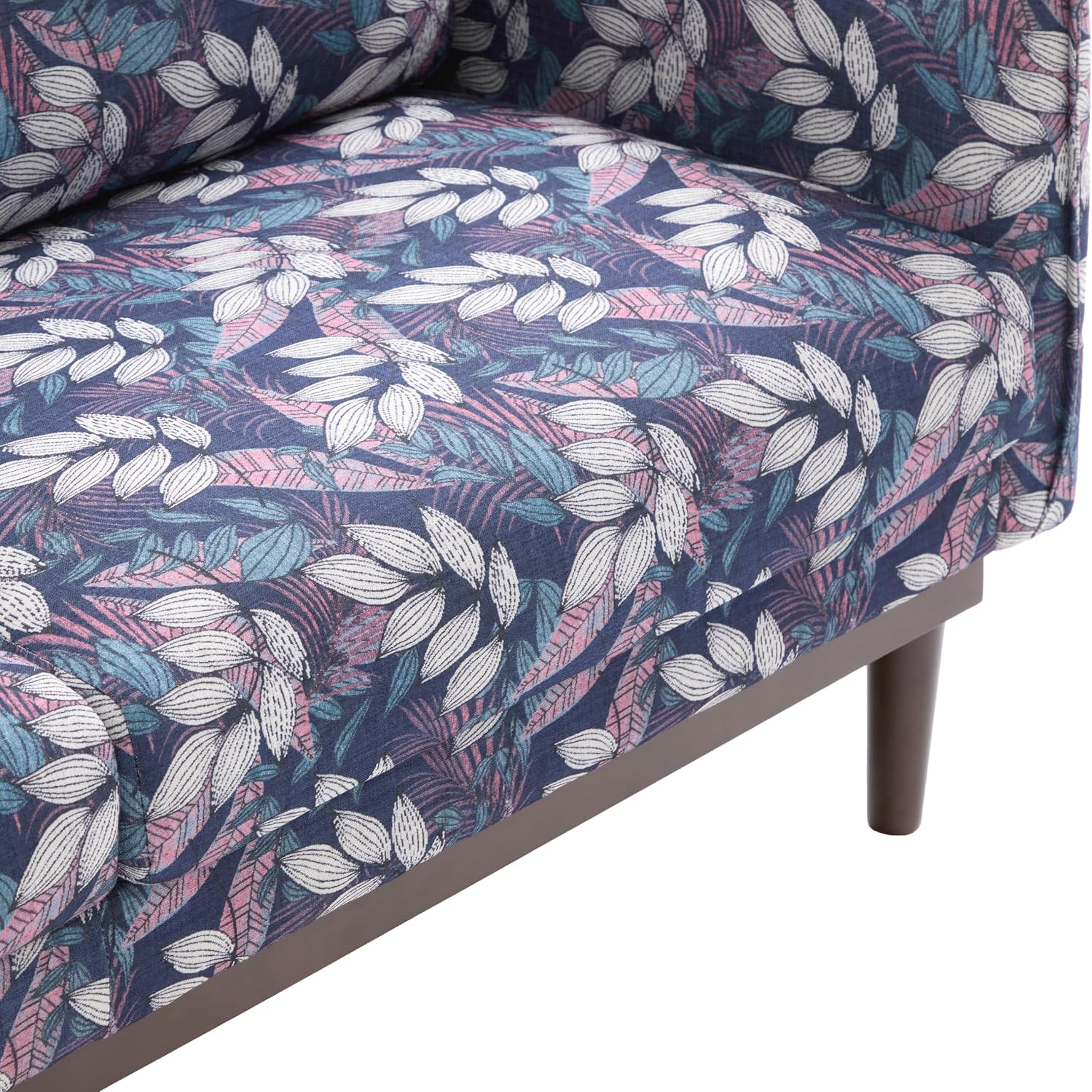 Christopher Knight Home Brena Modern Fabric Upholstered Loveseat Sofa, Wooden 2 Seater Sofa Couch with Deep Seat, Comfy Cloud Couch for Living Room, Bedroom, Home Office, Blue+White