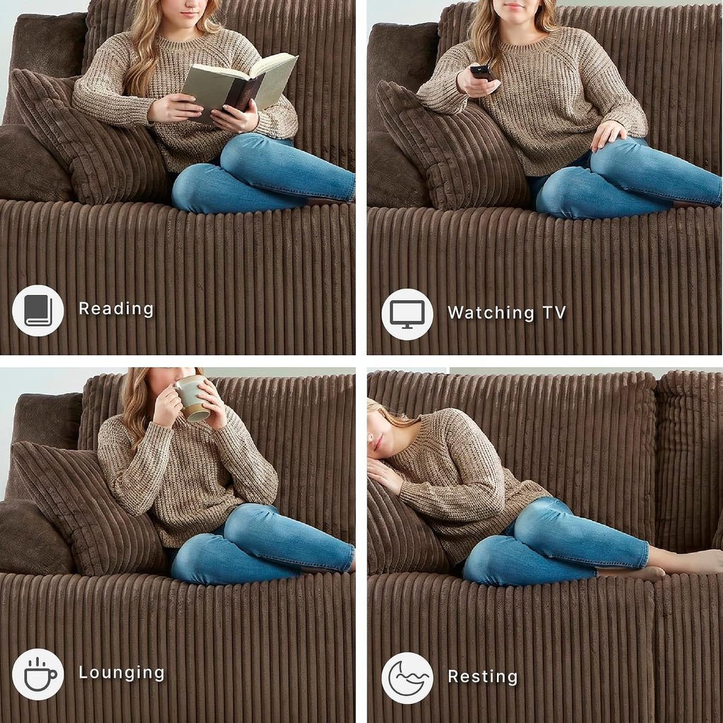 Signature Design by Ashley Top Tier Modern 2-Piece Reclining Sectional Loveseat with 4 Accent Pillows, Dark Brown