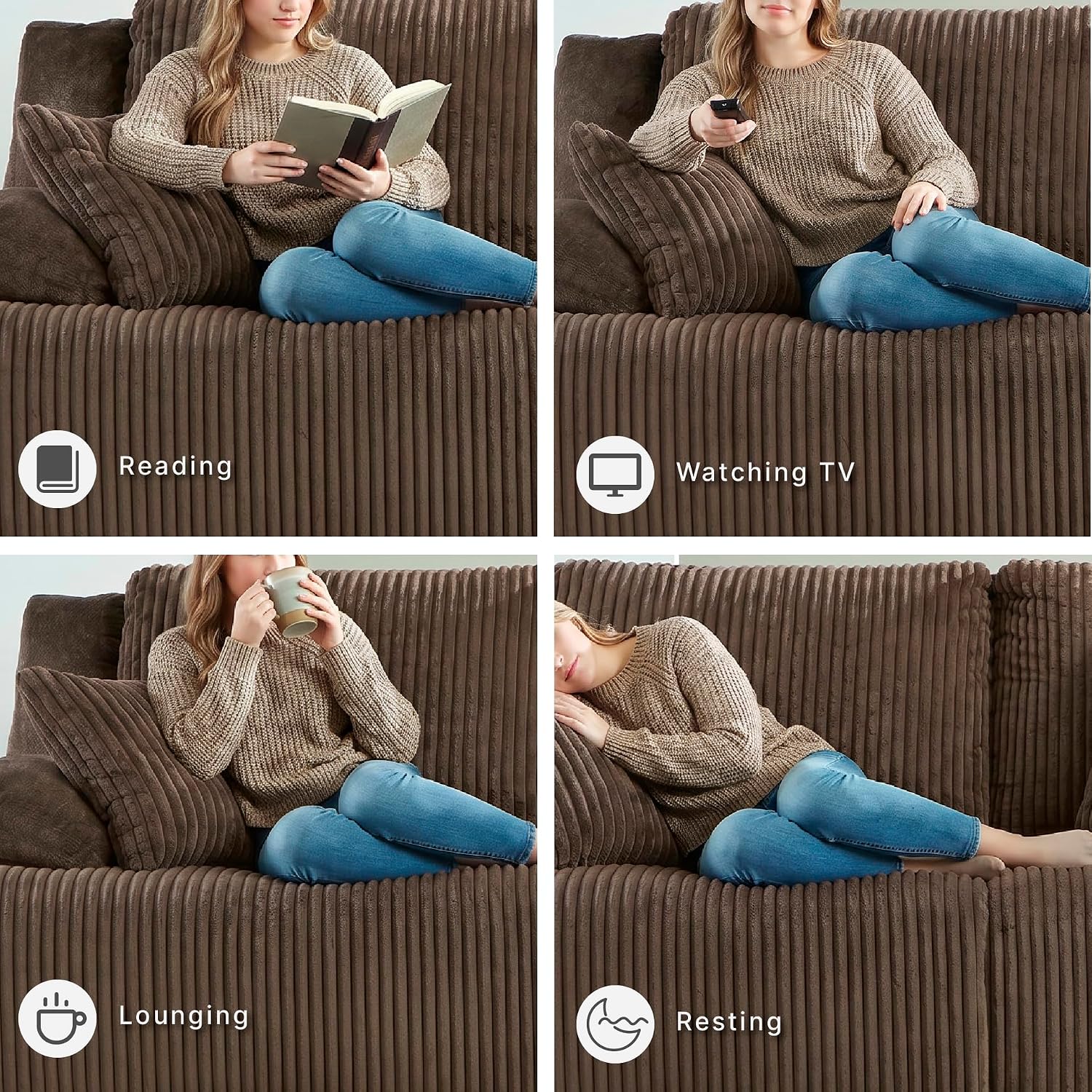 Signature Design by Ashley Top Tier Modern 2-Piece Reclining Sectional Loveseat with 4 Accent Pillows, Dark Brown