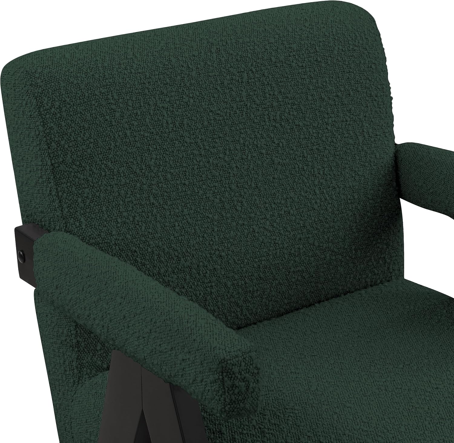 Meridian Furniture 481Green Woodloch Collection Mid-Century Modern Boucle Fabric Upholstered Accent Chair with Rich Green Boucle Fabric, Black Finish Solid Wood, 24.5' W x 23.5' D x 32' H, Green