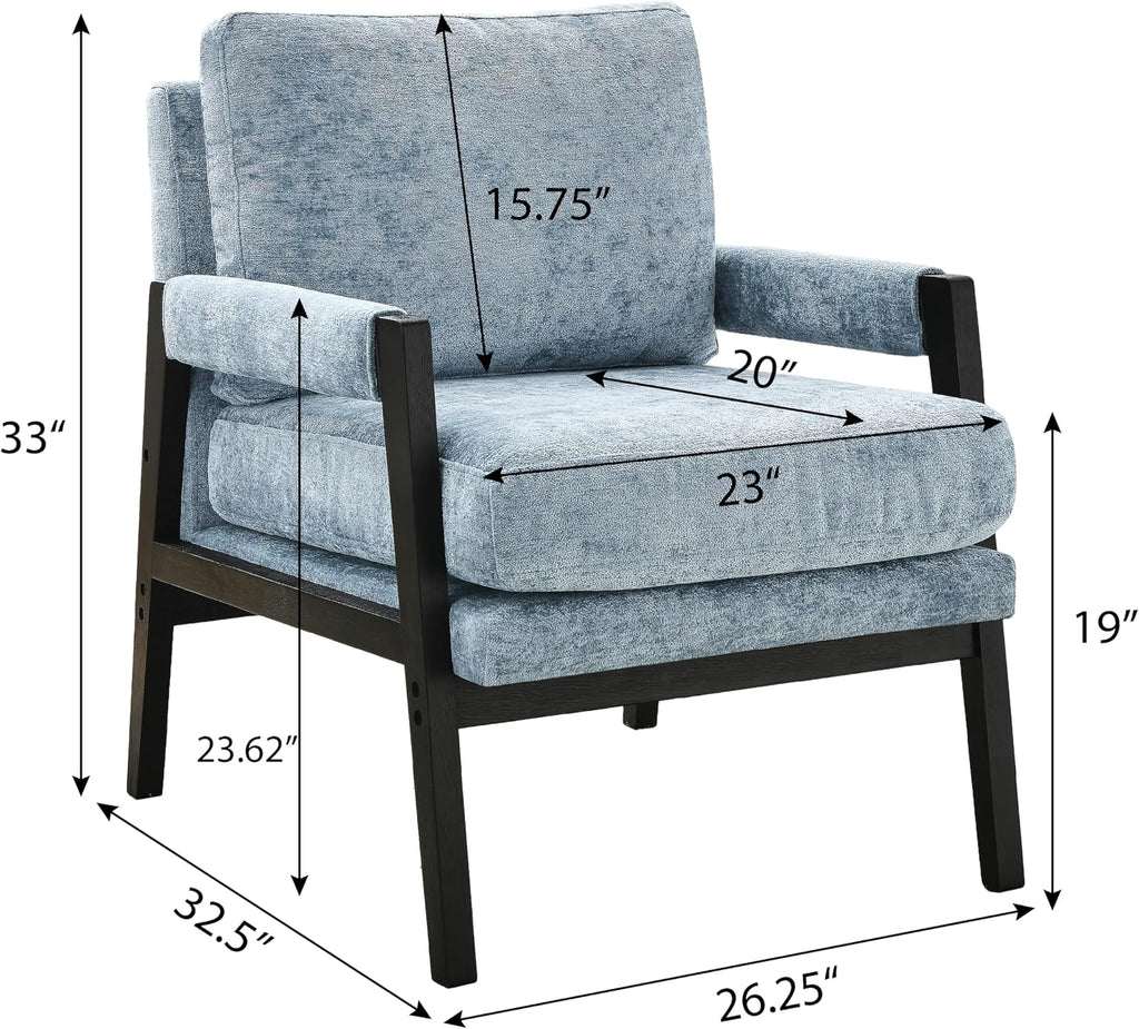 Roundhill Furniture Kelly Mid-Century Modern Chenille Upholstered Accent Armchair, Blue