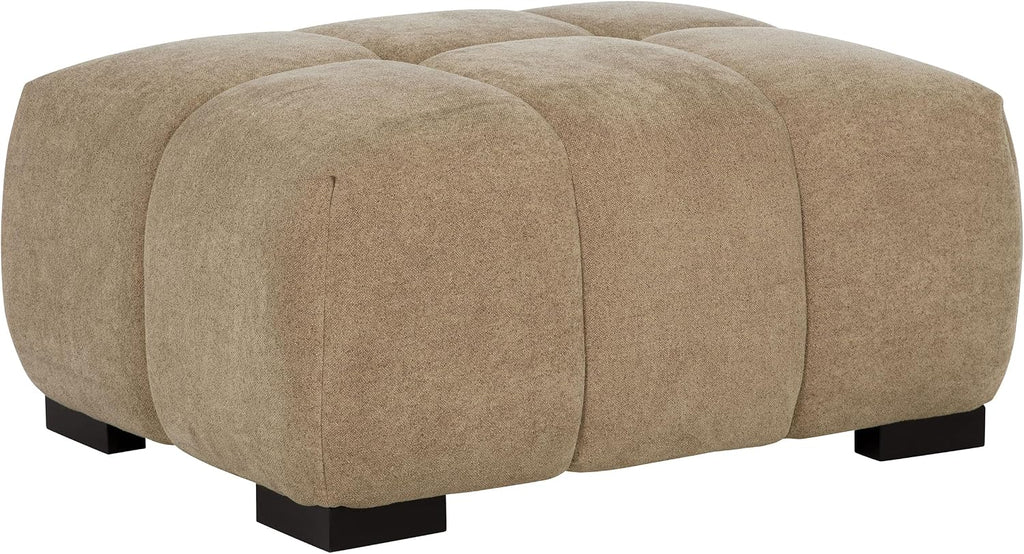 Coaster Home Furnishings - Octavia - Fabric Upholstered Rectangular Ottoman with Grid Tufting, Wood Frame and Black Legs - Living Room - Camel - 509964