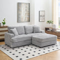 KEIKI 88.58 inch Corduroy Sofa, Wide Corduroy Sofa Chair with Storage Feet and 4 Throw Pillows, Sleeper Couch for Living Room, Apartment, Salon, Home Theater, Gray