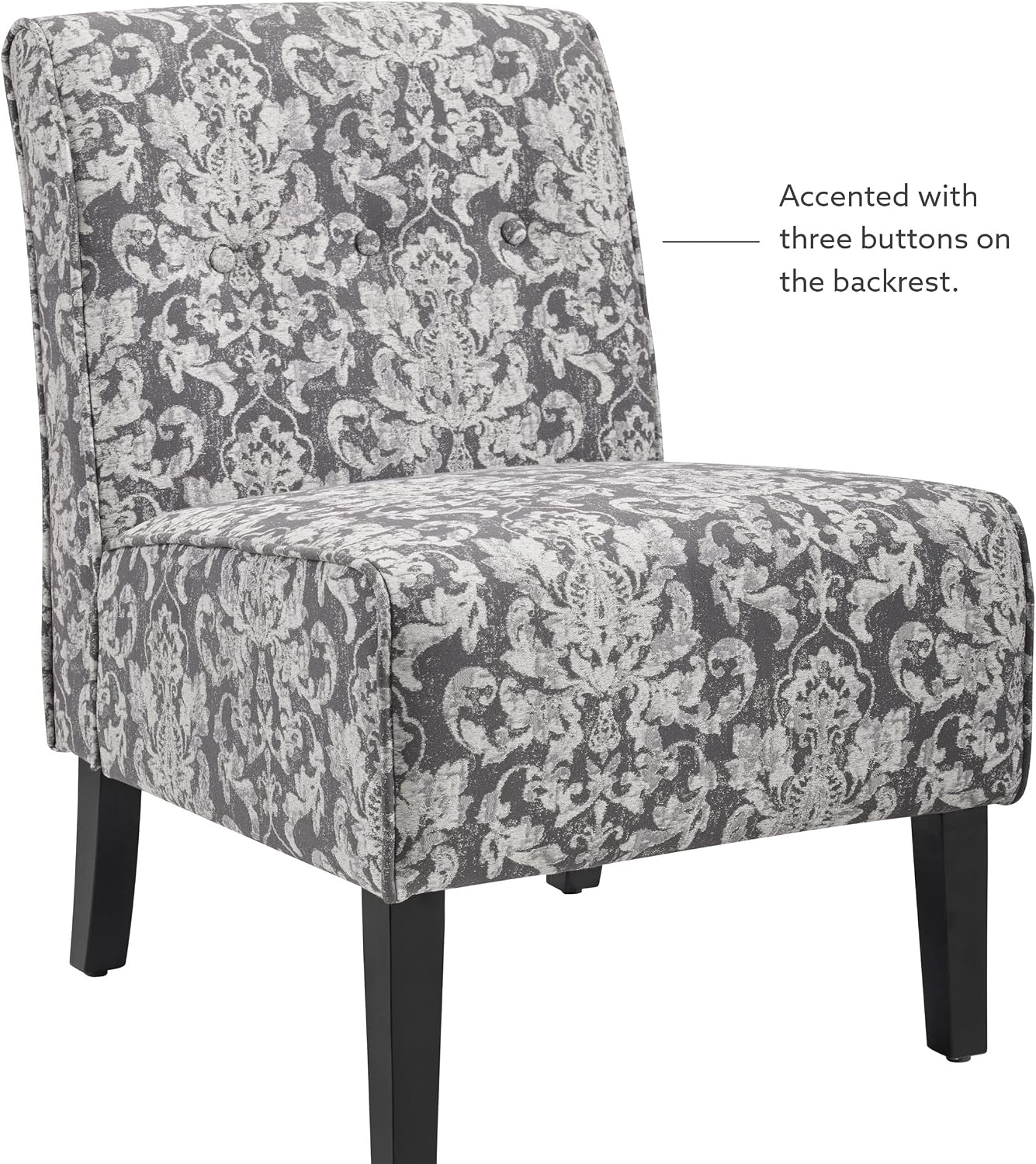 Linon Coco Accent Chair, Gray Damask