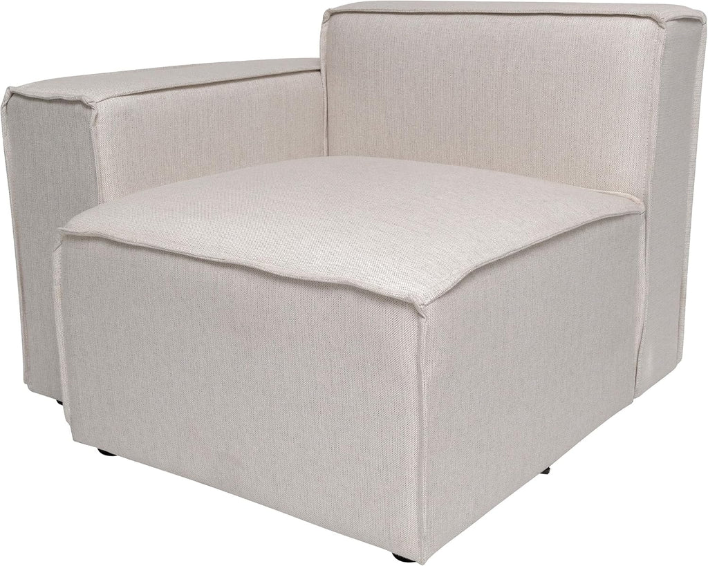 Flash Furniture Bridgetown Fabric Left Chair Module for Sectional Sofa, Customizable Modular Couch Left Seat with Arm Rest, Cream