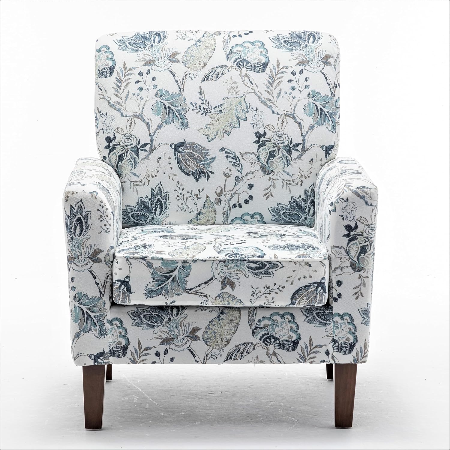 Container Furniture Direct Contemporary Accent Arm Chair with Birch Wood Frame and Velvet Upholstery, Armchair for Office and Living Room Decor, Removable Cushions, 07 Printed Fabric