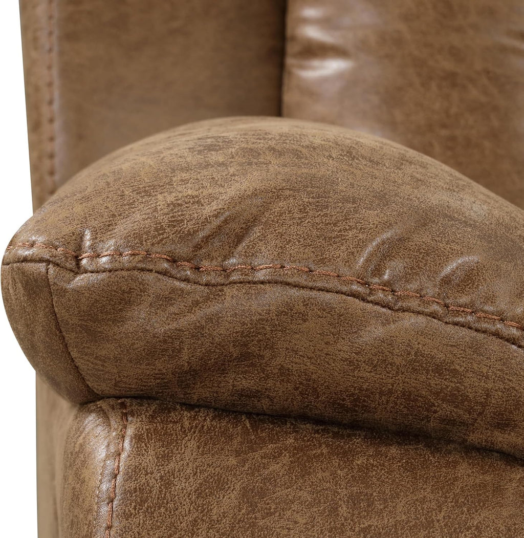 Furniture of America Undering Modern Faux Leather 2-Piece Sectional and Recliner Set with Storage Console, Stainless Steel Cup Holders, Pillow Top Arms for Living Room, Home Theatre, Brown