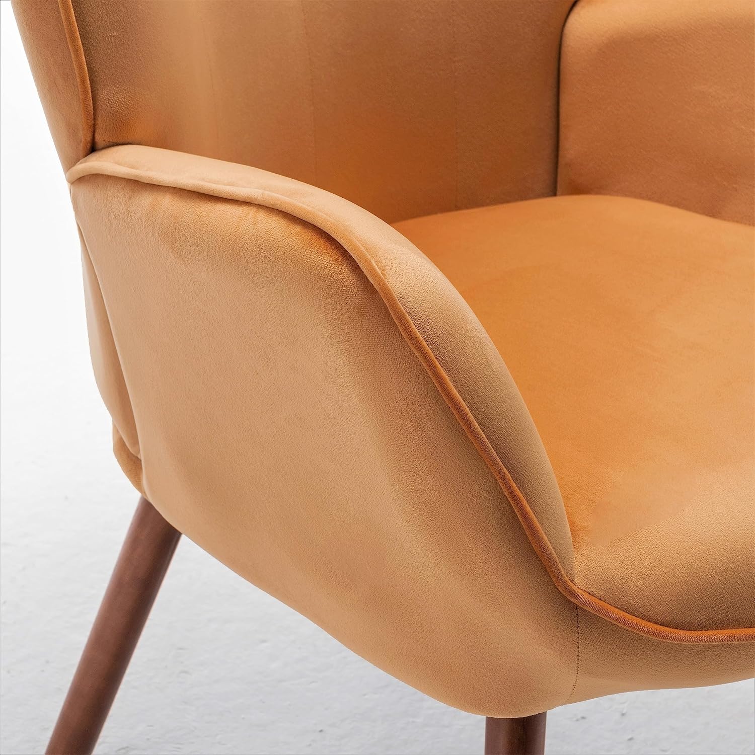 Container Furniture Direct Chic Accent Arm Chairs for Living Room, Bedroom, or Home Office, Button-Tufted Midcentury Armchair with Wingback Design and Splayed Legs, Mustard Yellow