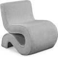Meridian Furniture 599Grey Desiree Collection Modern | Contemporary Boucle Fabric Upholstered Accent Chair with Rich Grey Boucle Fabric, Curved Design, 22.5' W x 29' D x 28.5' H, Grey
