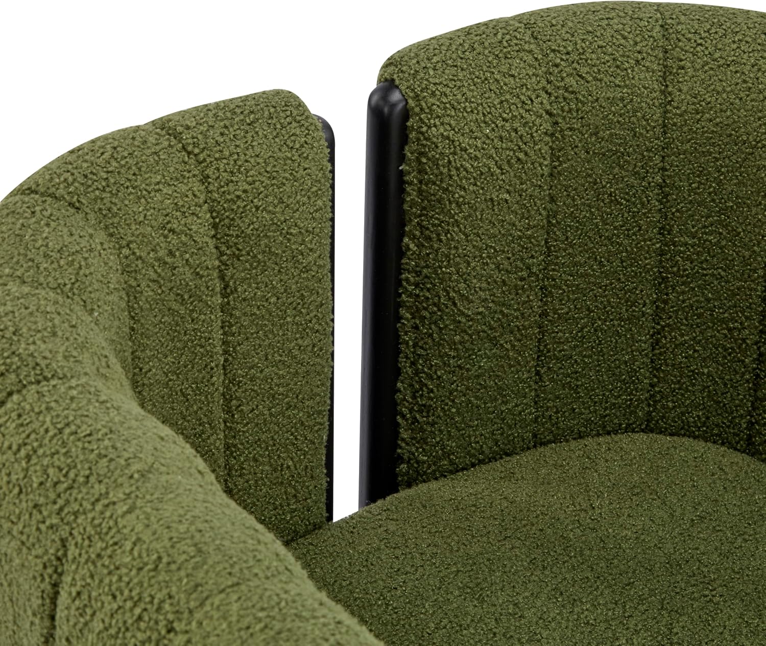 Christopher Knight Home Yusi Boucle Upholstered Dining Chairs Set of 2, Modern Wooden Dining Armchair, Curved Backrest Kitchen Side Chair, Living Room Accent Chair for Extra Seat, Black + Olive Green